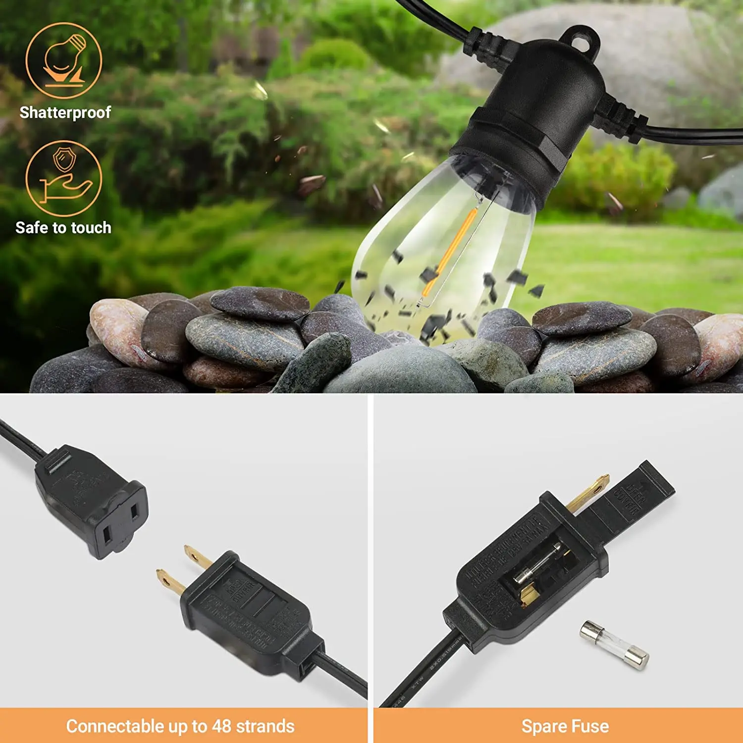 Hanging Balcony Decor Light Commercial Grade S14 LED Festoon Lighting Waterproof Outdoor Lighting Garden for Yard Gazebo Wedding