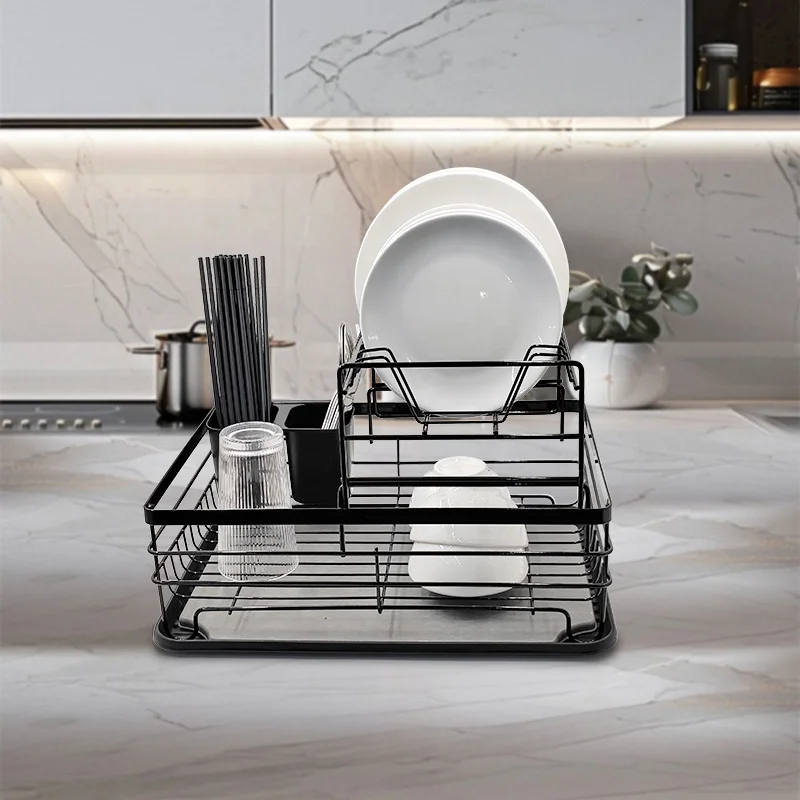 Hot selling super-large Space rust-proof Detachable 2 Tier Dish Rack Cup holder dish mat  for Kitchen  counter