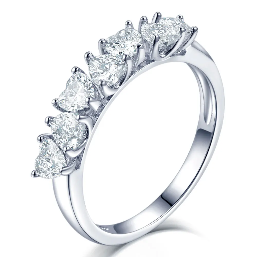 TL-380 High quality vintage 925 sterling silver rings jewelry seven hearts shaped diamond women wedding band rings
