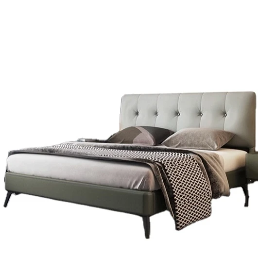 Manufacturer Designer Minimalism Modern luxury style Home Hotel king queen size Leather bed