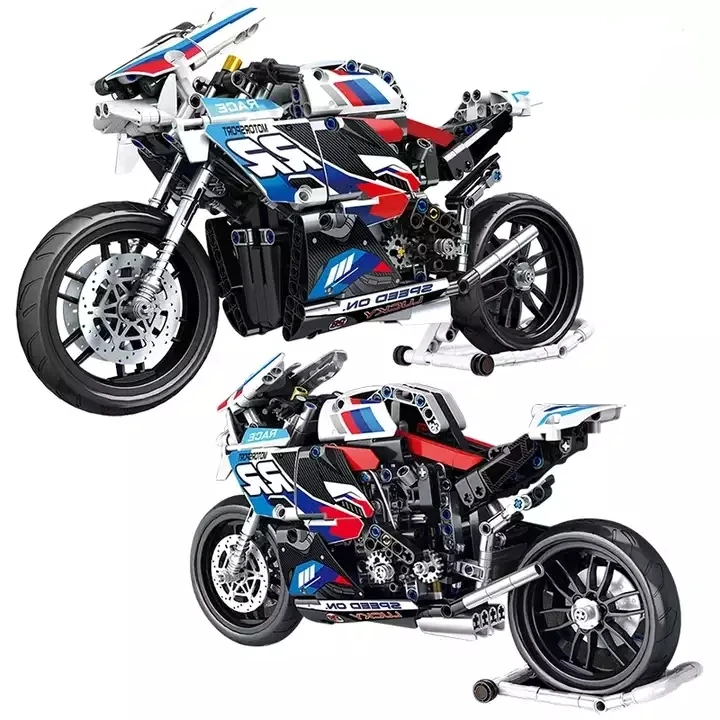 Legp Technik Technical Expert Motorcycle Locomotive Building Blocks Motorcycle Model Bricks MOC Toys For Children Boys