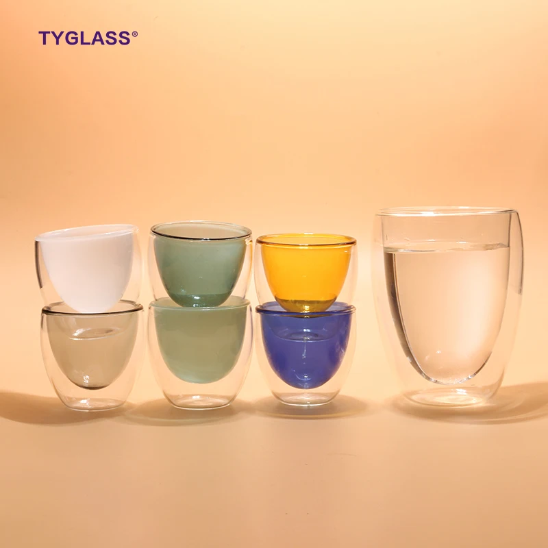 Отличная термостойкая кофейная кружка 80 мл с двойными стенками из цветного стекла
