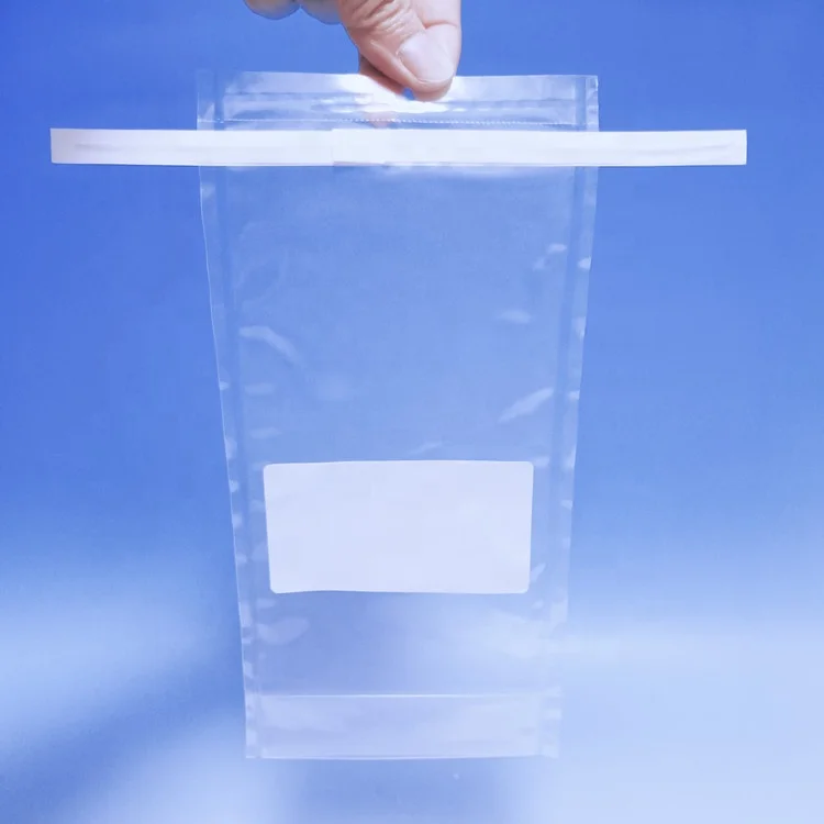 WB-ST2001 114X229MM Sterile Sample Stand up Bags Pouch with Wire Closure and Writing Area sterile laboratory sampling bag