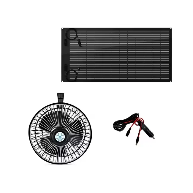8 inches Solar car  Fan Air Cooler With Solar Panel AC DC Rechargeable Quiet Fan