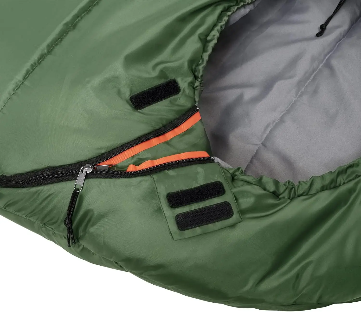 Cold-Weather Mummy Sleeping Bag  for Big & Tall Adults No-Snag Zipper with Adjustable Hood for Warmth and Ventilation