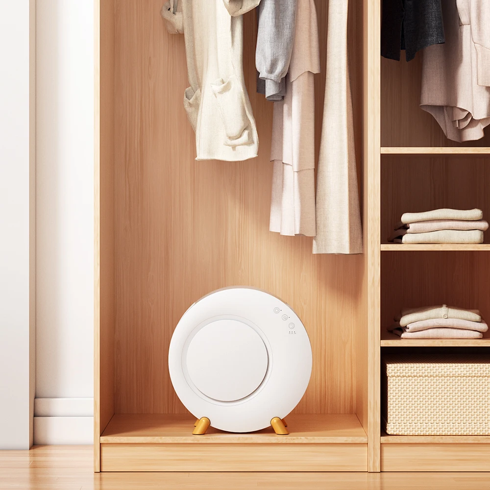 Unique Textured round design 1L dehumidifier home mute smart dehumidification moisture absorption device drying room dormitory