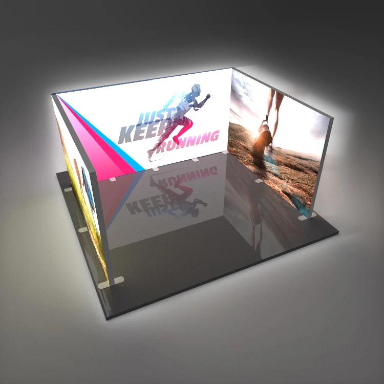 Floor Standing Backlit Tension Fabric Modern Exhibition Light Box 20x20 Trade Show Booth Display