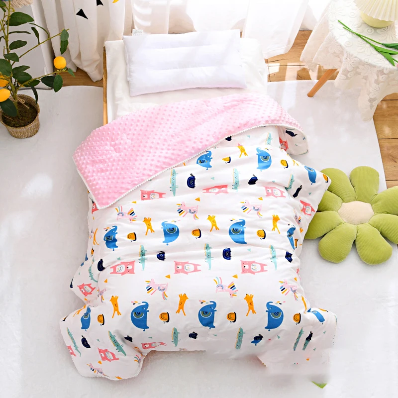 Double Sided Design Comforter Premium Cotton Filling Newborn Woven Quilt Blanket For Kids Babies Toddlers