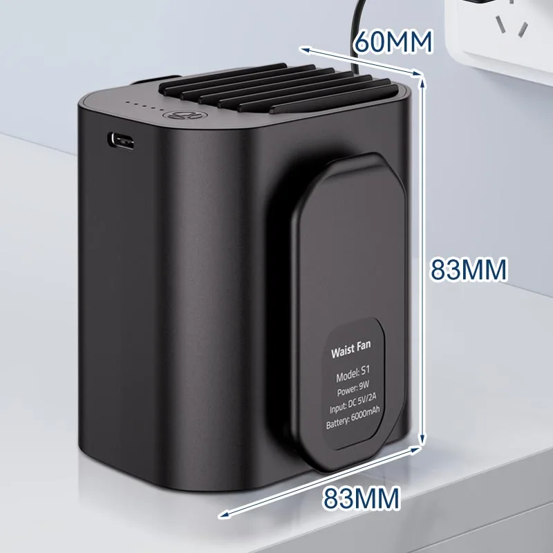 Hanging Waist Fan for outdoor sports and outdoor workers cooling Fans Hang the fan in front of the backpack 6000mAh