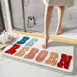 Hot Sale Casual Cotton Tufted Bathroom Rug Letter Soft Plush Water Absorbent Bath Mats For Bathroom/Living Room/Bedroom