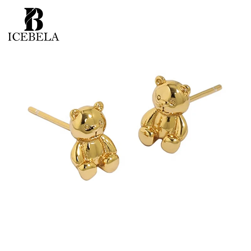 Fine Jewelry Waterproof 925 Silver Jewelry Cute Bear Earring Gold Vermeil Sterling Silver Hypoallergenic Stud Earrings For Girls