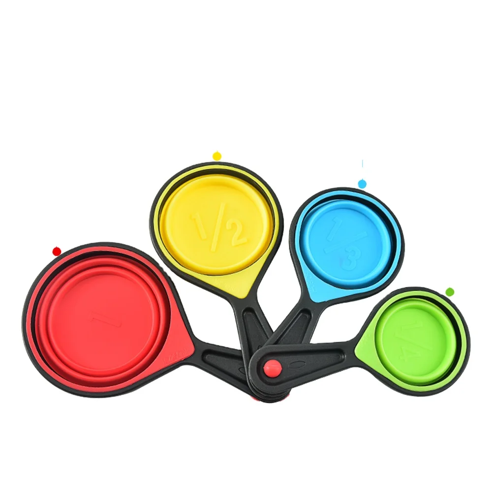 Bpa Free Adjustable Portable Durable Colorful Top Seller 8 Piece Silicone Measuring Spoons And Cups Measure Spoon Set