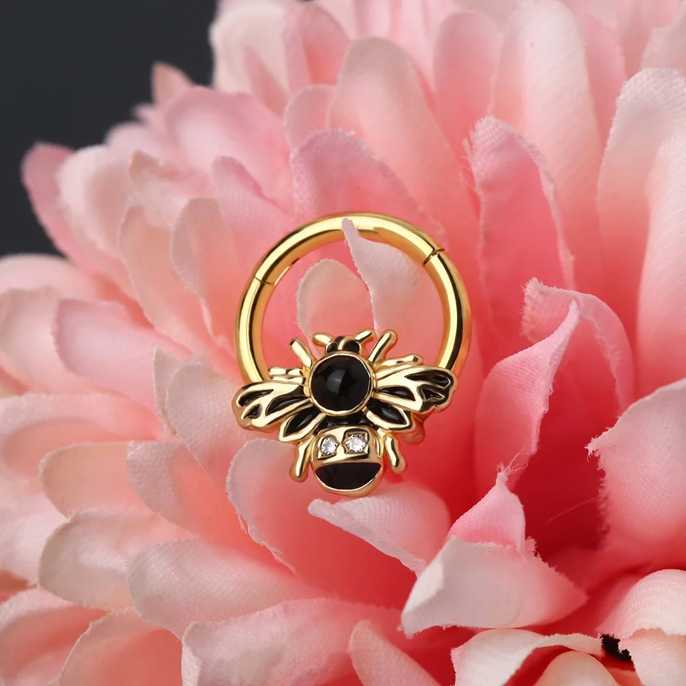 16G Seamless Segment Ring with Bee Cartilage Ear Piercing Body Jewellery