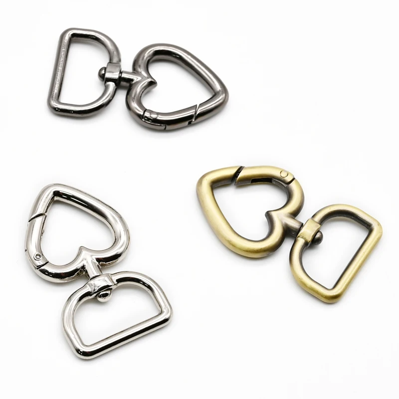 Metal heart shape carabiner clips hook Spring Buckle Elastic Rope Hook For Luggage bag Accessories