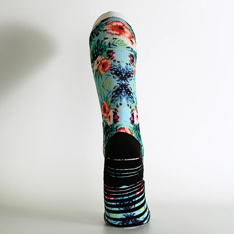 15-20mmhg print floral custom logo black bottom compression socks men