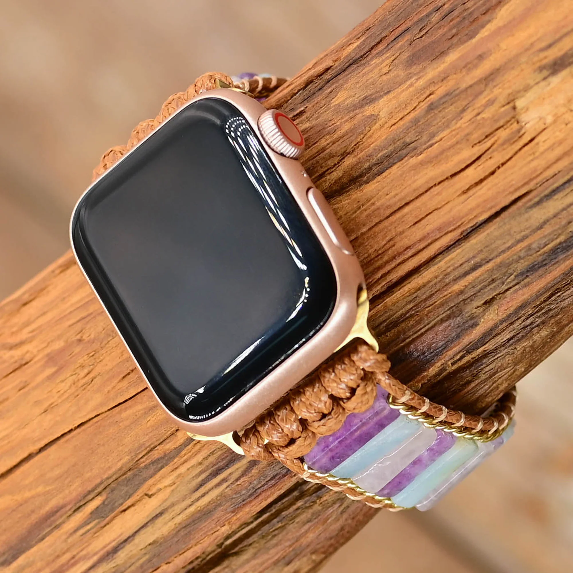 Eraysun Crystal Strap Natural Stone Handmade Beads Women Watch Accessories Watch Band For Apple i Watch Replacement