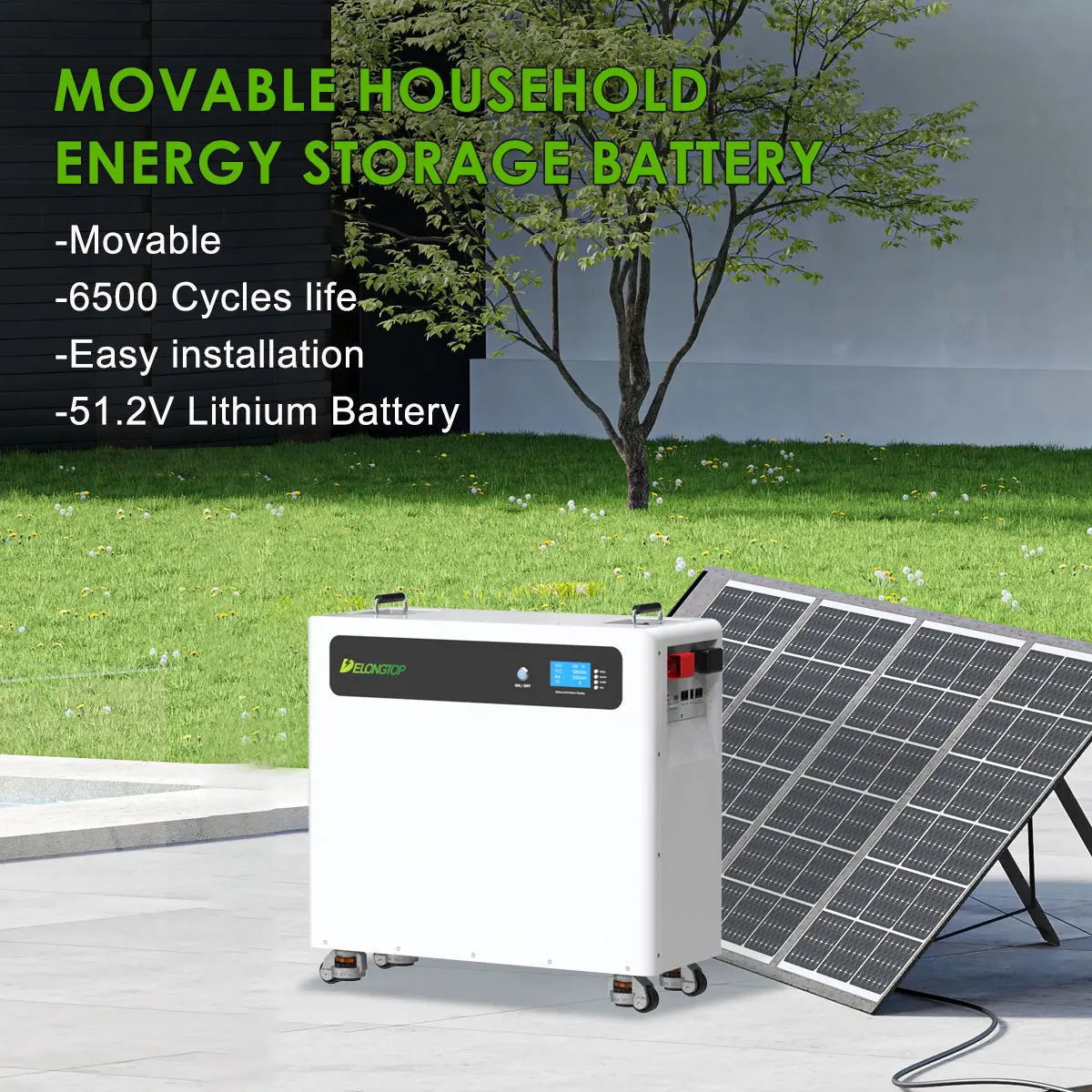 Movable 10kwh 15kwh 51.2v 48v Lithium Lion LiFepo4 Solar Battery Pack Home Energy Storage Battery with Idler Wheel