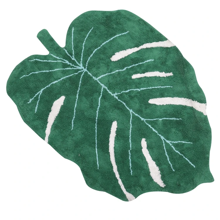 High Quality Good Price Green Leaf Shape Kids Carpet Fluffy Soft Floor Bedroom Flooring Carpets