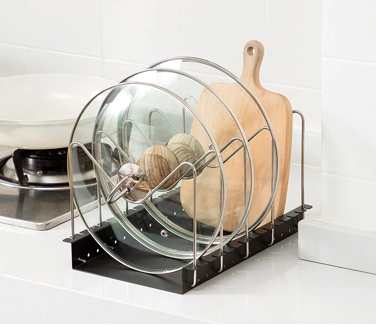Nordic Tier Kitchen Household Multi-functional Metal Art Storage Rack Storage Organizer Pot Lid Rack