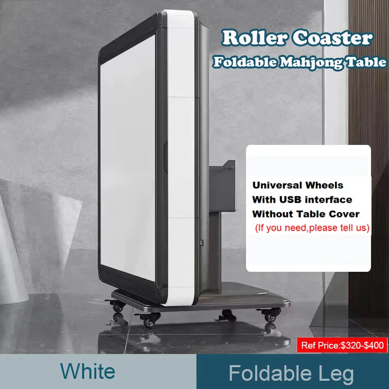 Custom Roller Coaster Foldable 2 in 1 Dinning Mah Jong Tables Folding Automatic Mahjong Table with 144 Pcs Tiles and Table Cover