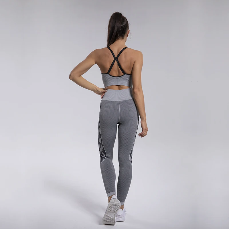 Ptsports woman bamboo yoga pant fitness legging 2 piece yoga set women for big women high quality sport bra and yoga pants set