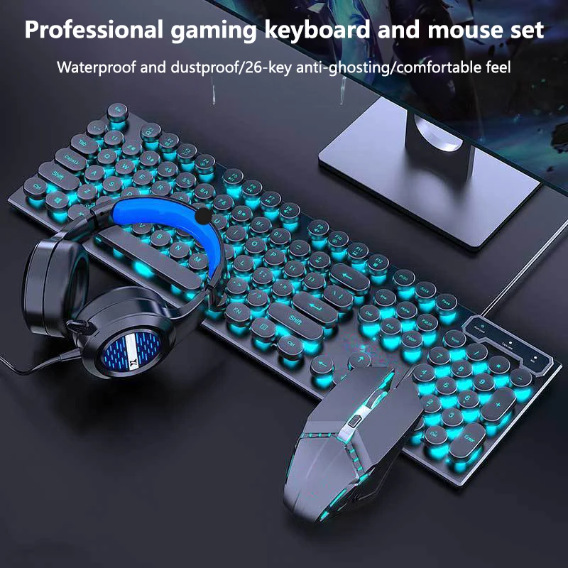 Wired Keyboard Mechanical Feel Wired Mixed Light Punk E-sports Game Office Notebook Desktop Computer Game Keyboard And Mouse Set