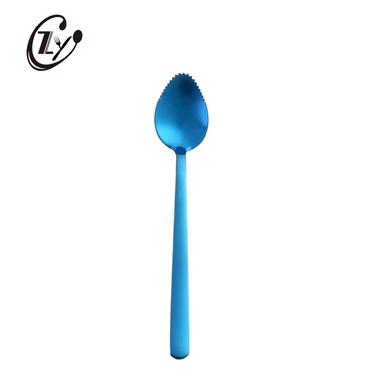 
Fruit Scraping Spoon Customized Metal Stainless Steel Salad Spoon With Serrated Edge 