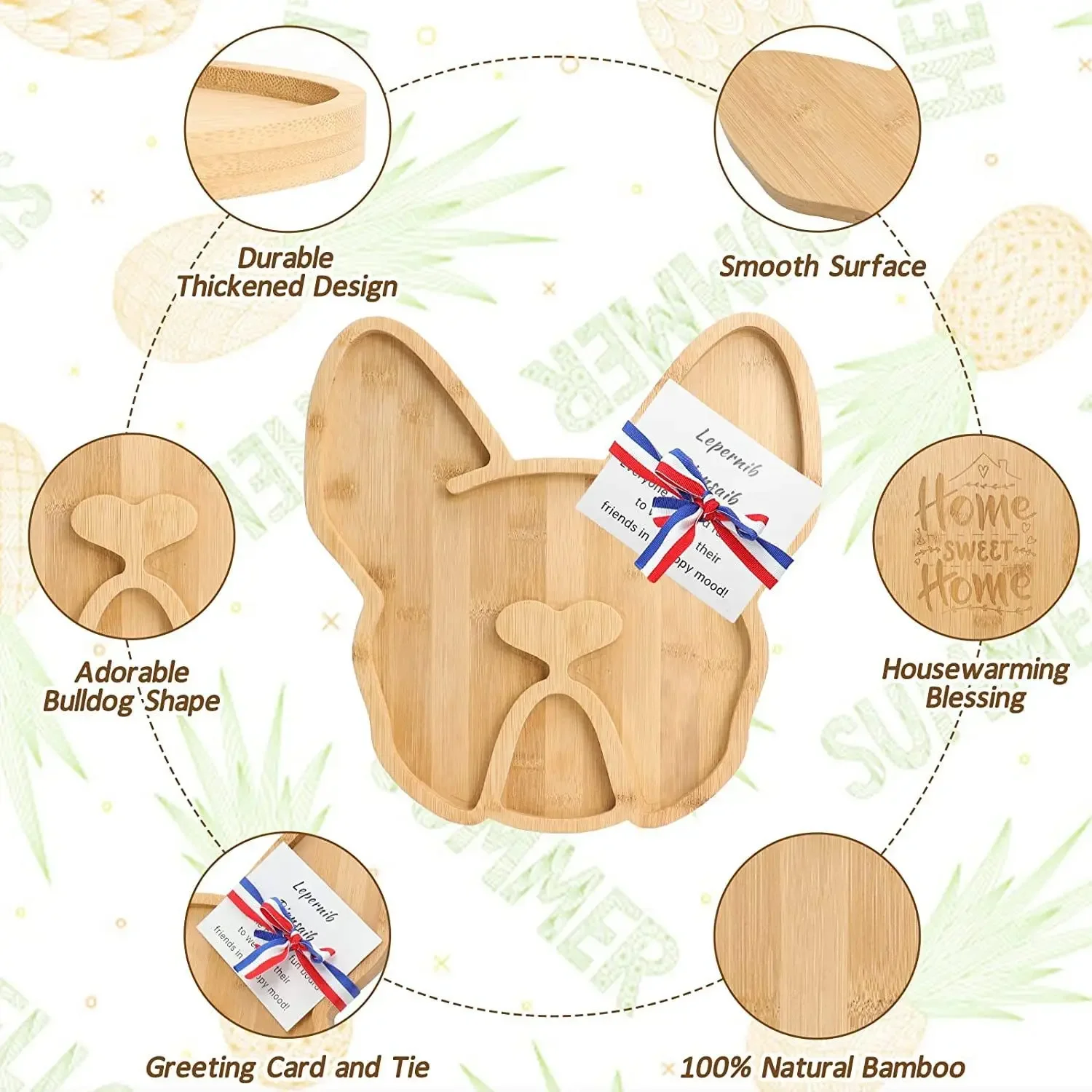 Wholesale Useful Bamboo Funny Serving Set Tray Bulldog Cheese Board Aperitif Platter for Party