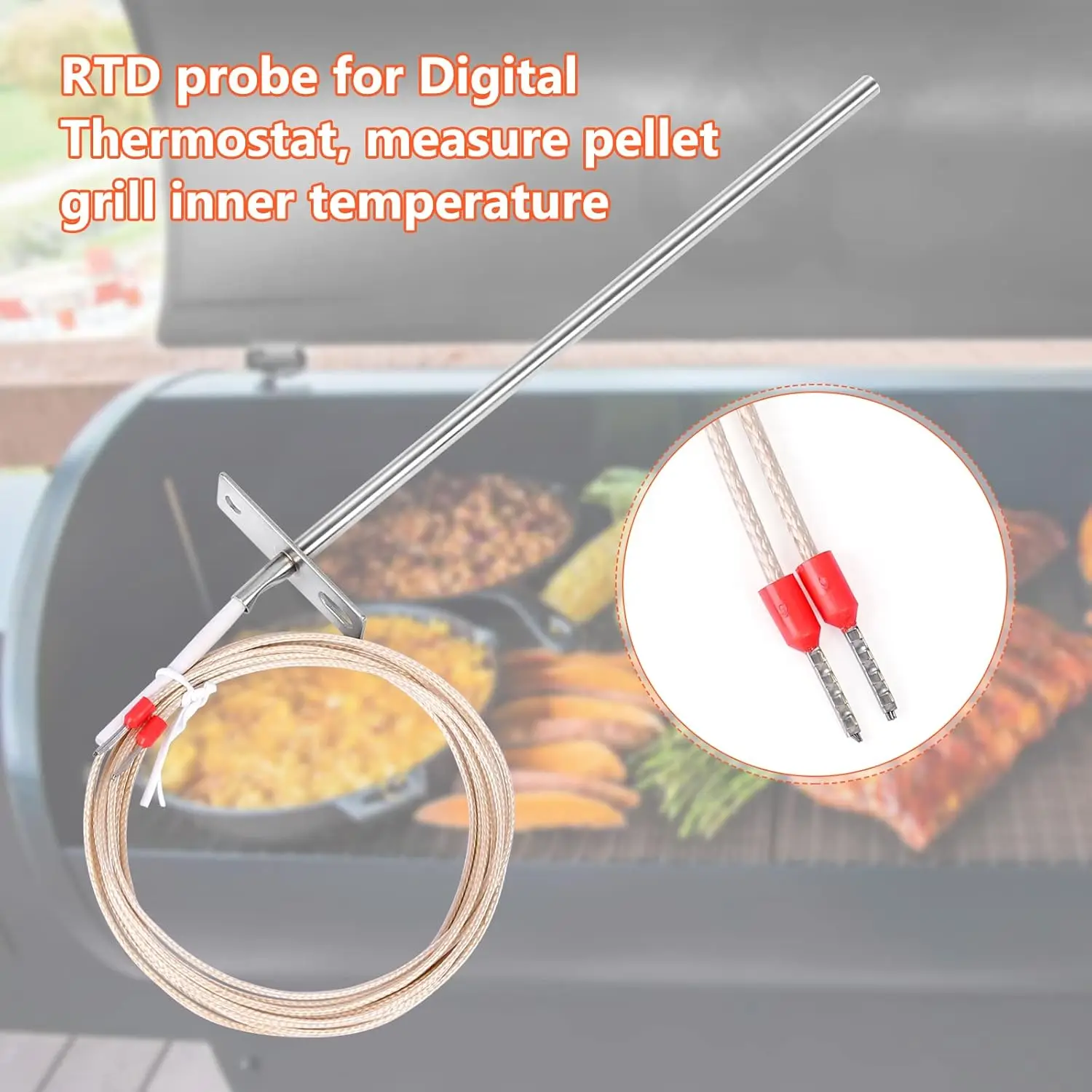 RTD Temperature Probe Sensor Grill Replacement Parts for T-raeger Digital Thermostat