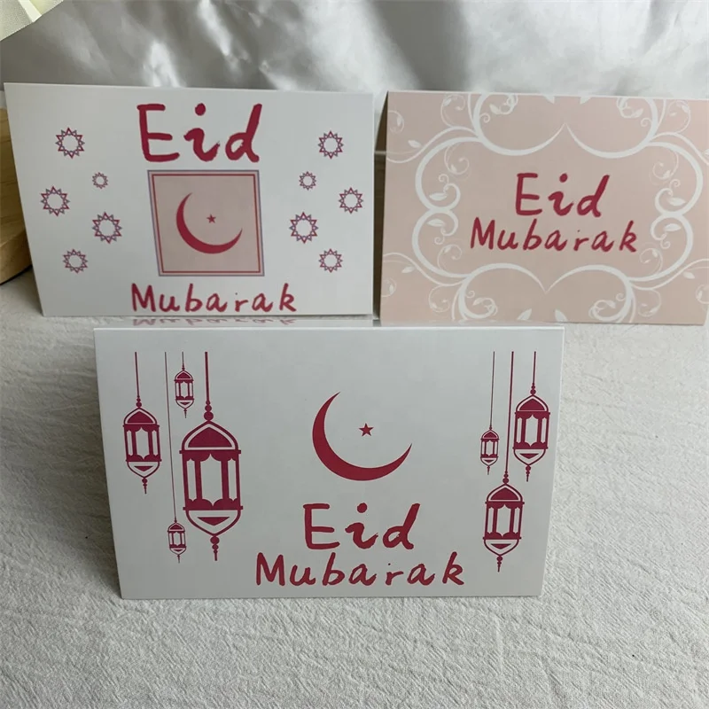2023 new arrival Ramadan eid mubarak card with envelope sticker 6 pcs/1set accept customize blank greeting card