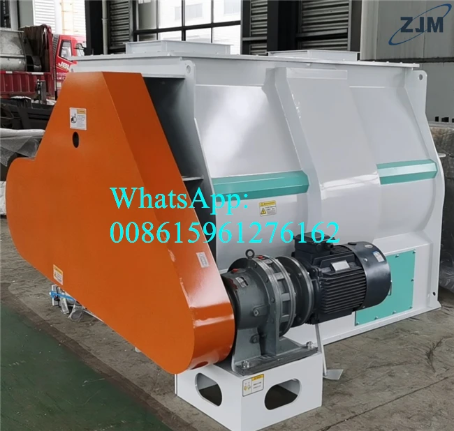 SSHJ horizontal double shaft paddles feed mixer poultry & livestock feed blender animal powder feed mixing machine