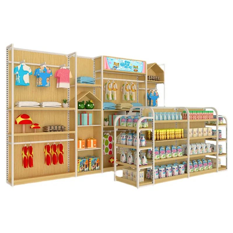 Meicheng Modern Retail Shelf Display Kids Clothes Milk Powder Bottle Baby Products Store Display Rack