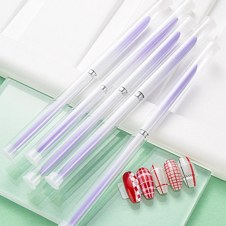 Nail Art Brushes 5pcs Liner Striping Brush Super Fine Nail Art Long Striper Pen Set Lines Fine Designs Nail Liner Brush