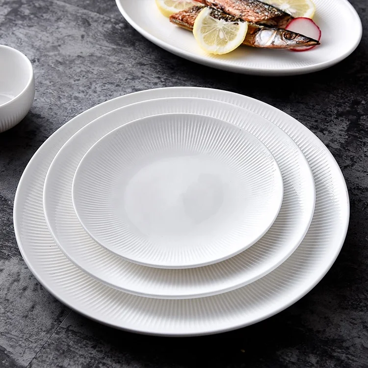 manufactory hospitality teller geschirr tableware bulk wedding banquet hall buffet ceramic dish round porcelain dinner plate