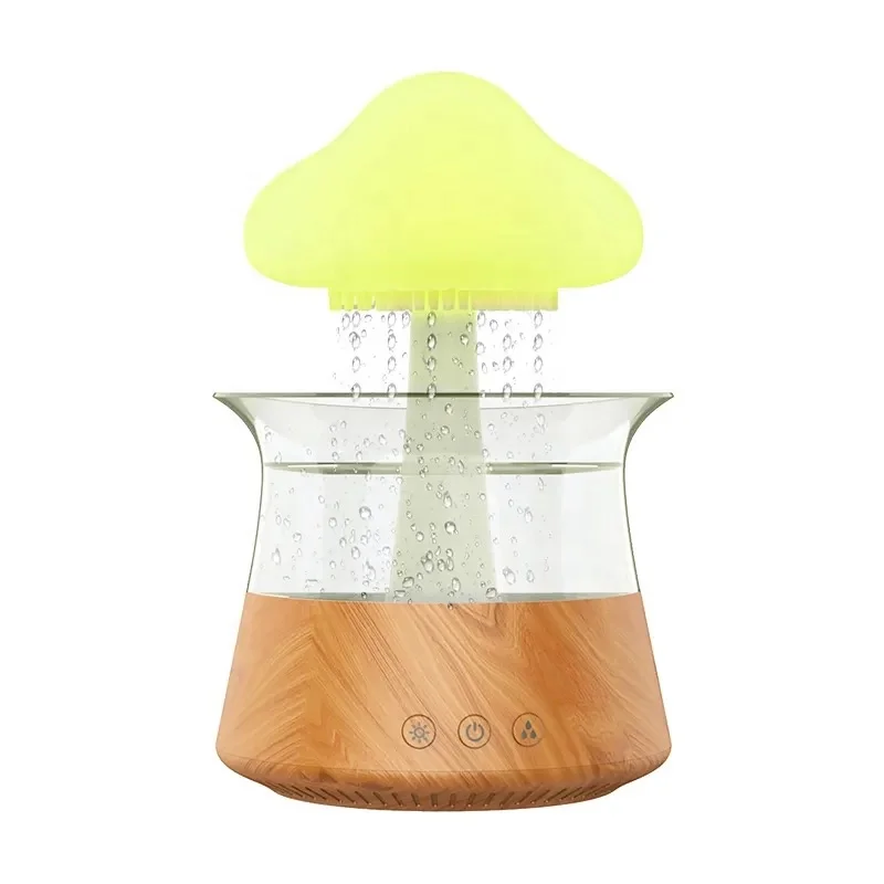 450ML Rain Cloud Air Humidifier USB Water Drop Essential Aroma Diffuser with 7 Colors Night Light Timing Rain Drop Humidifier