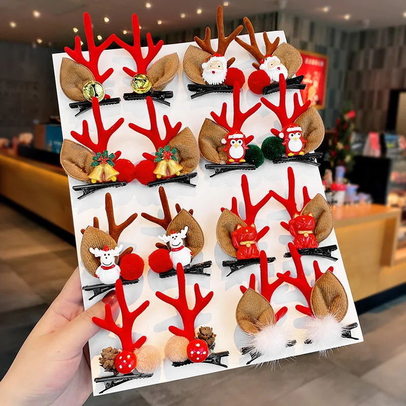 New fashion Christmas Hair Clips Reindeer Antlers Xmas Hairpins Deer Antler Hair Clip for Christmas Decorative