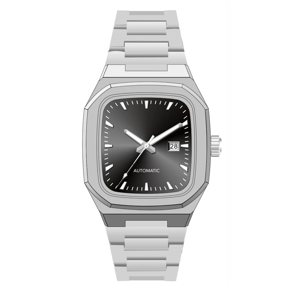 Casual Gold Couple Hand Watch Men Luxury Mechanical Watch Stainless Steel Automatic Rectangle Design Quartz Watches For Women