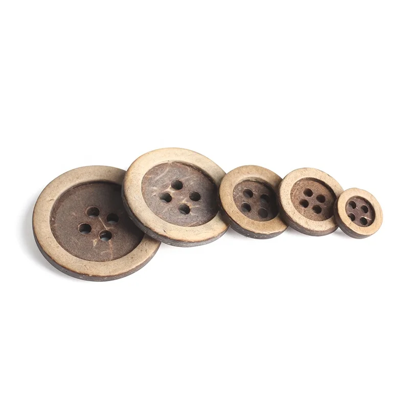 Eco-friendly 4 Holes Brim Natural Coconut Shell Sewing Button For Shirt