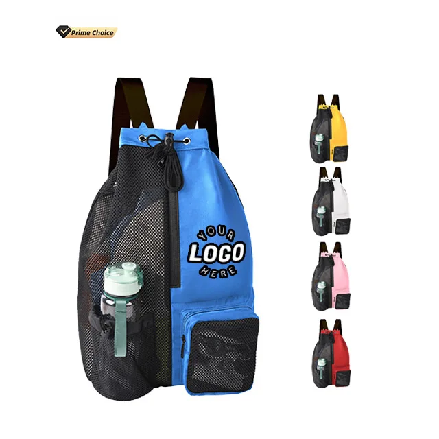 custom nylon foldable polyester gym drawstring Backpack wet bag Pocket net mesh beach bag with logo arena swimming back pack bag