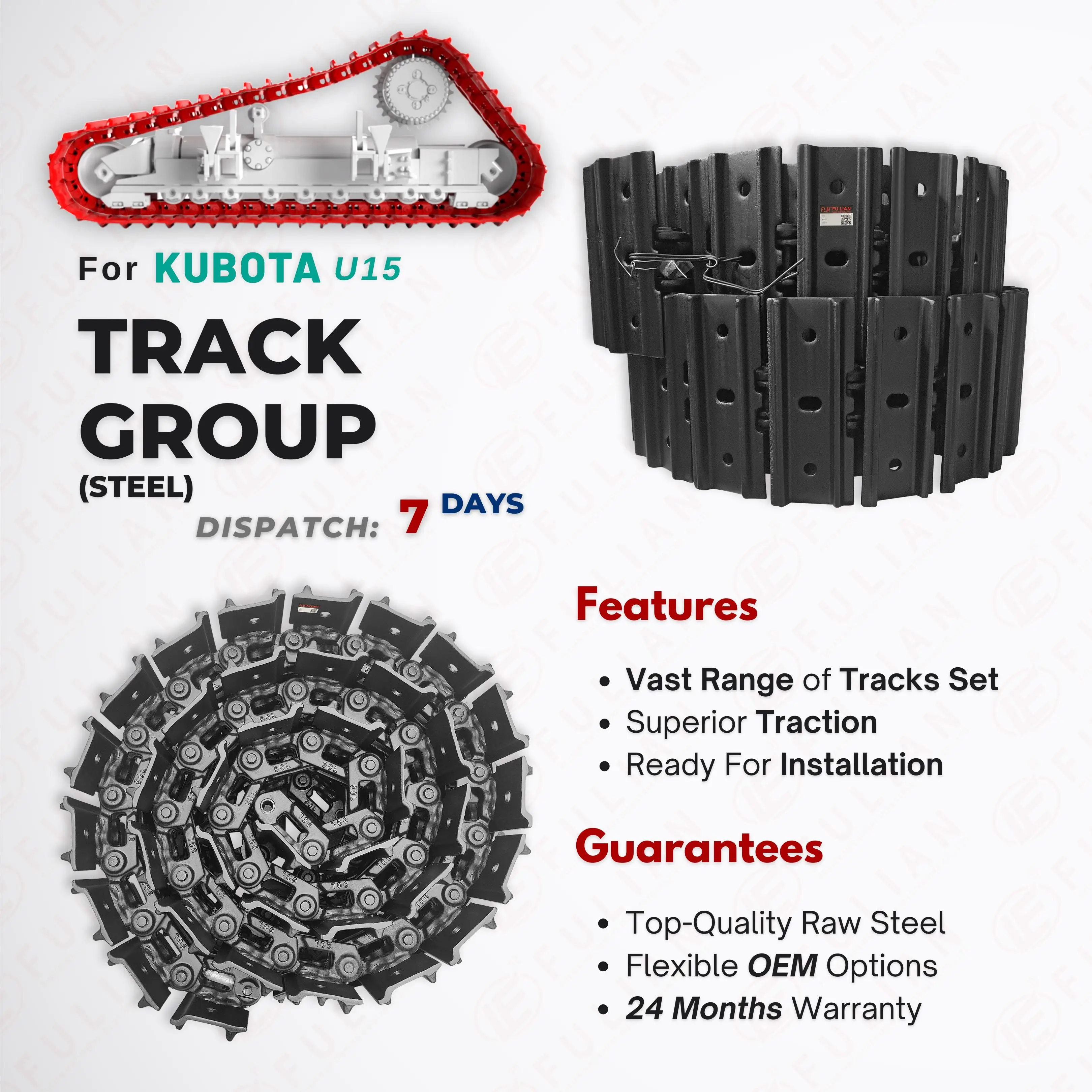 U15 Front Idler Wheel Excavator Undercarriage Spare Parts For Kubota