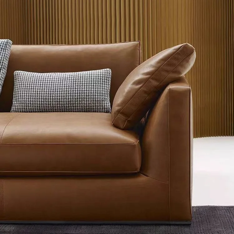 Italian Design Leather Sofa Set for Home Villa Hotel Lobby & Living Room-Custom 2/3/4 Seater Modern Couch