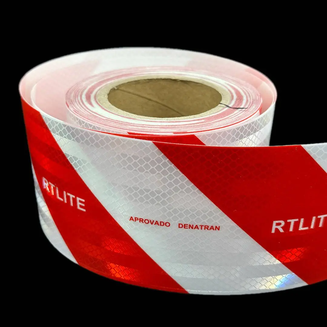 5 Years Car Reflector Sticker 4 Inch Red And White Left Right Slanted Adhesive Reflective Tape