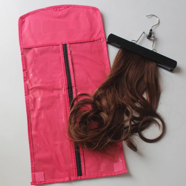 Custom Wig Hanger Hair Packaging Bags Non Woven Satin Wig Storage Bag with Hanger