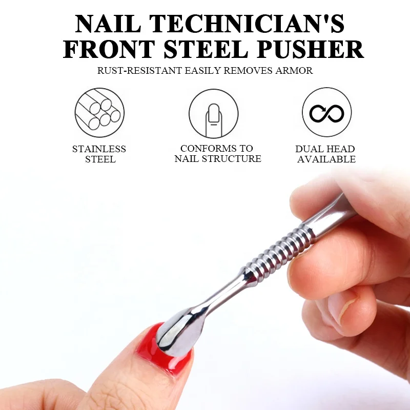 Double-ended Cuticle Pusher Stainless Steel Dead Skin Pusher Nail Fork Pedicure Manicure Nail Art Cleaner Care Tool
