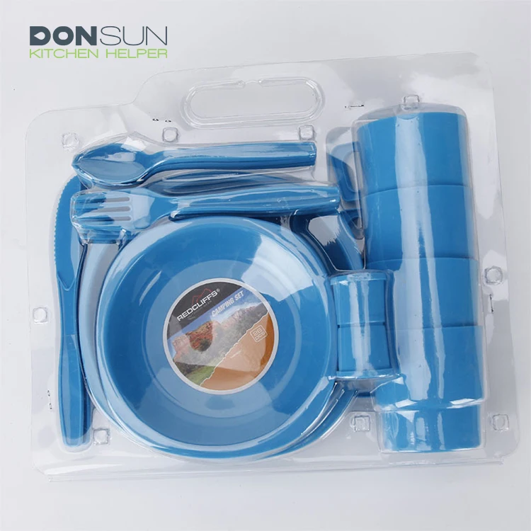 25 Pieces plastic Tableware Set camping cutlery set include Plates, Bowls, Mugs and Utensils