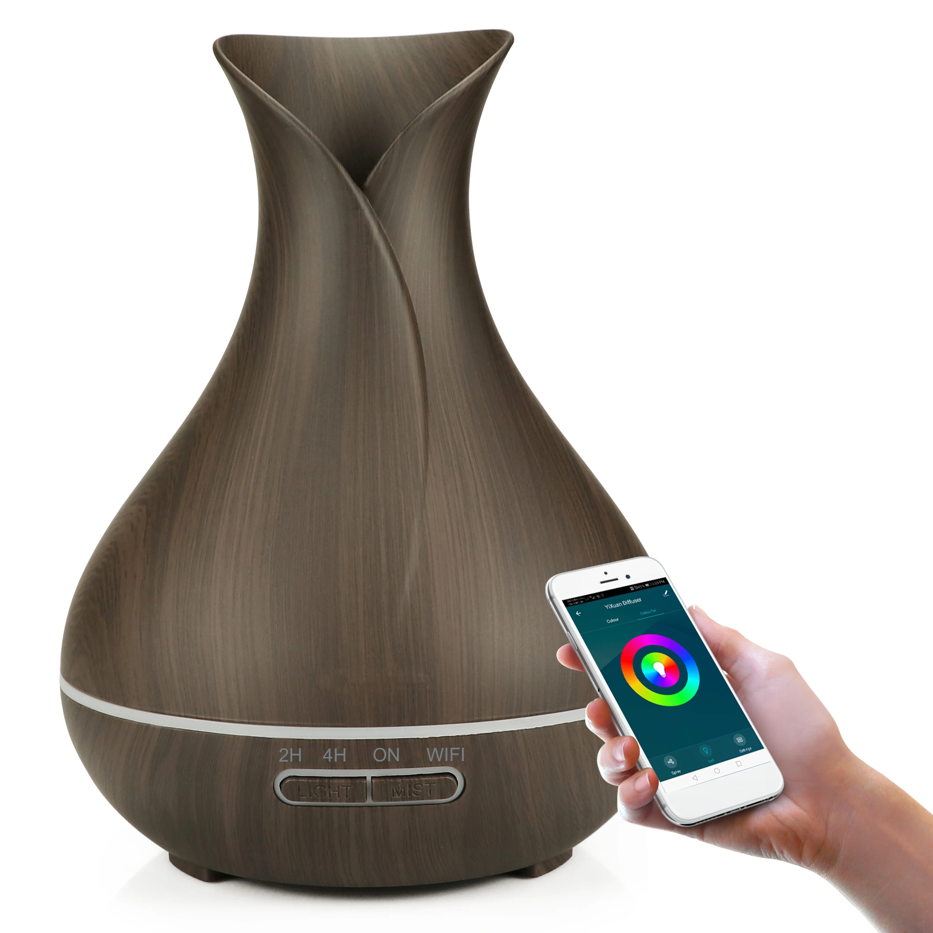2021 wholesale 400Ml Humidificador Wood Grain Exquisite Decor Air Difuser Aromatherapy Ultrasonic Essential Oil Aroma Diffuser