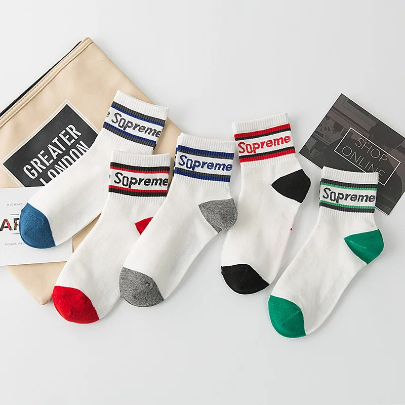 Cotton Casual Letter Printing Short Summer White Sport Socks For Men