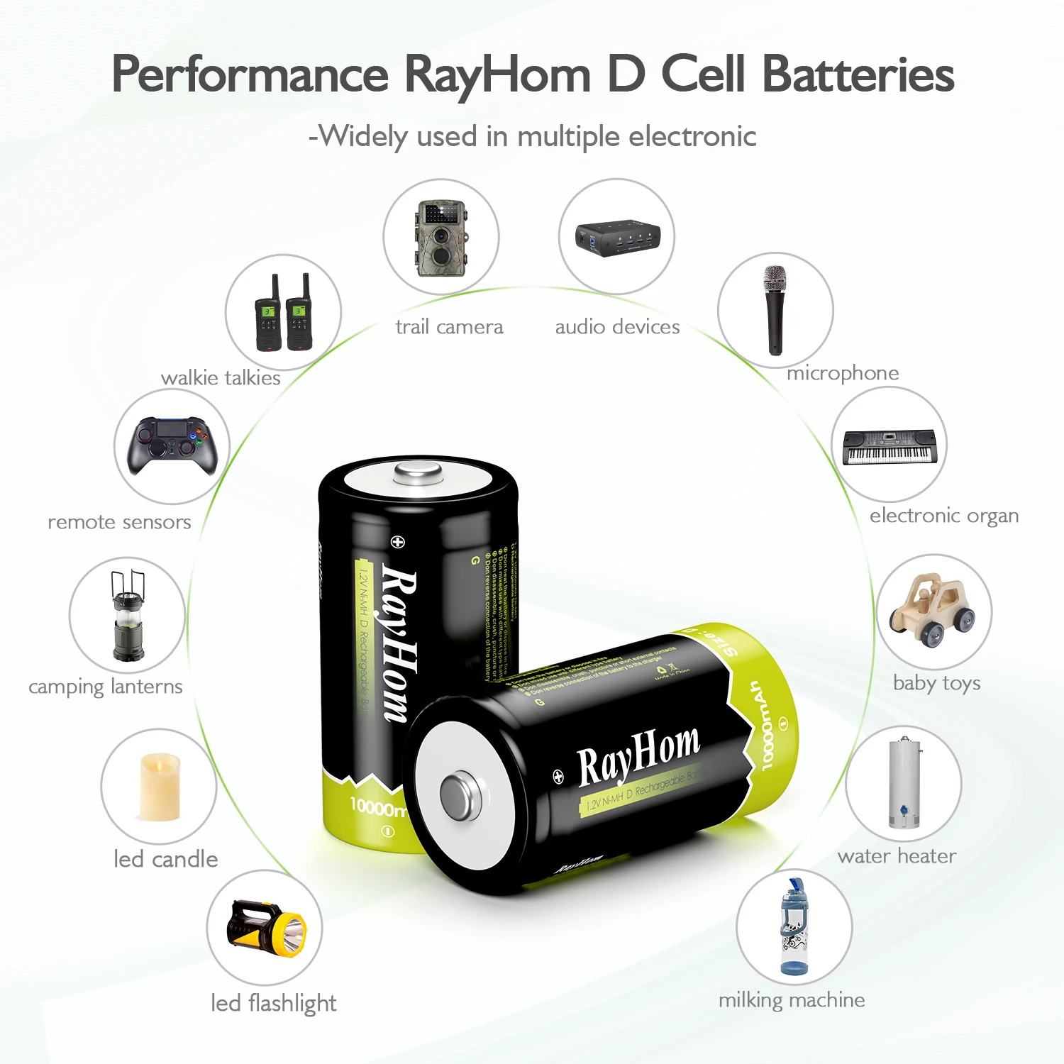 D Size Rechargeable Battery NiMh 1.2v 10000mah Battery Wholesale Torch Light Battery