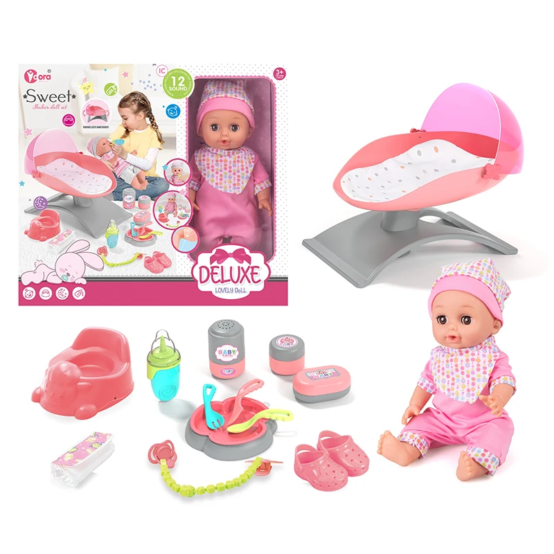 12 Sounds 14 Inch Cute Reborn Drinking Water Pee Baby Doll Sets for Sale Pretend Play Toys for Kids Girls Dolls Accessories Toys