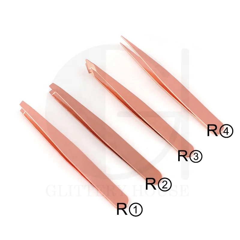 
rose gold eyebrow tweezer sets custom logo box private label tweezer for eyebrow makeup extension 